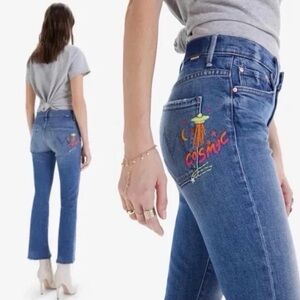 MOTHER Blue Jeans with Cosmic Design
